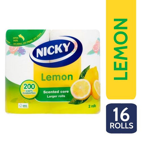 Nicky Lemon 2Ply Kitchen Towel Roll - Lemon Scented - 100 Sheets / Roll