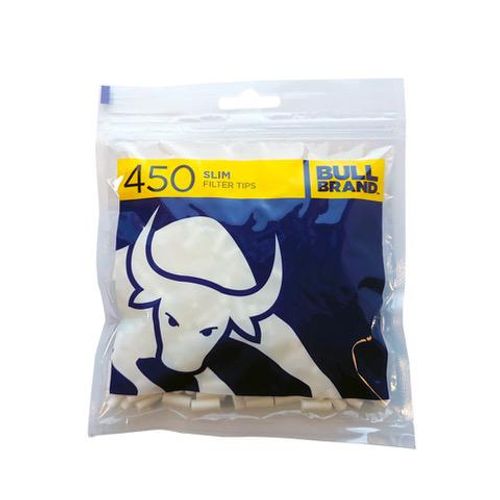 Bull Brand Slim Filter Tips - Resealable Bag - 450 Filters - 6mm