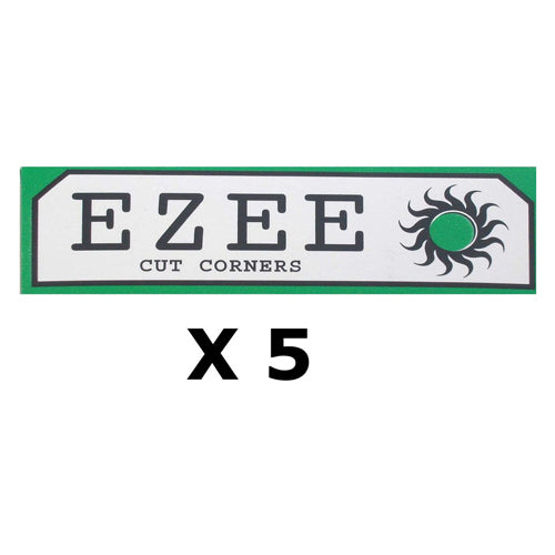 5 Booklets of EZEE Regular Green Standard Rolling Paper with Cut Corners