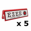 5 Booklets of EZEE Regular Red Standard Rolling Paper with Cut Corners