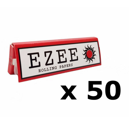50 Booklets of EZEE Regular Red Standard Rolling Paper with Cut Corners