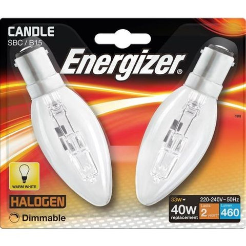 Energizer Eco Halogen Candle Bulb 33W (40W) Clear B15 Bulb