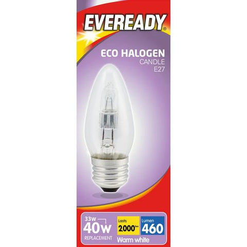 Eveready Eco Halogen 30W (40W Replacement) Clear Candle Bulb E27