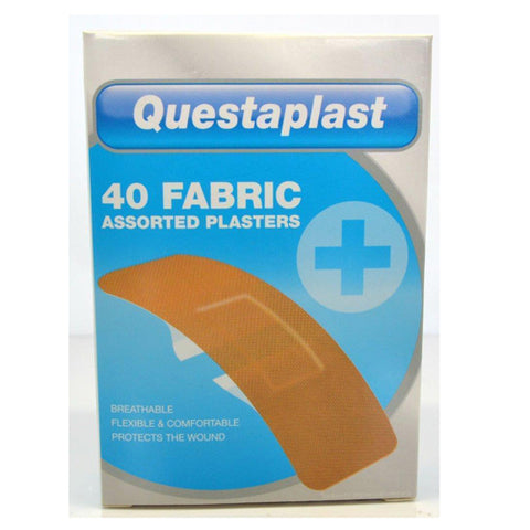 Fabric Plasters for First Aid in Assorted Size in a 40 Pack by Questaplast