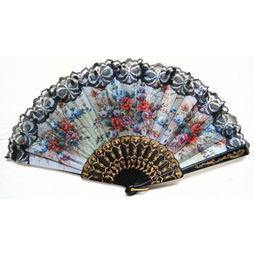 Folding Peacock Hand Fan in Flower Embroidered Design