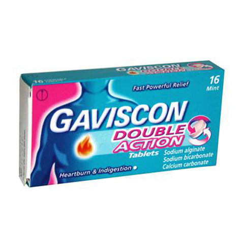 Gaviscon Double Action Chewable Tablets in Mint Flavour for Relief of Stomach Pain