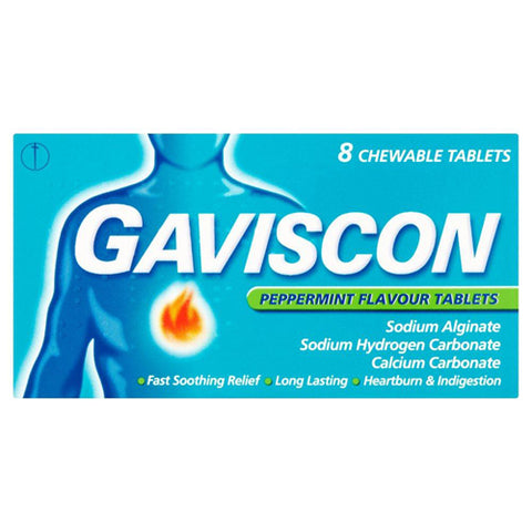 Gaviscon Peppermint Flavour Chewable Tablets for Relief of Heartburn and Indigestion