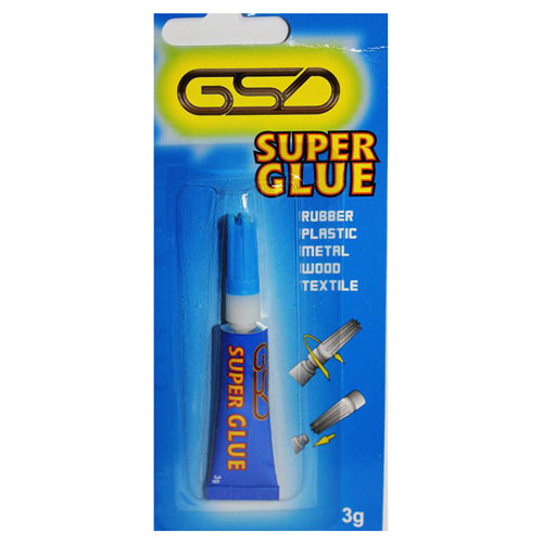 GSD Super Glue 3g for Use on Rubber, Plastic, Wood, Metal and Most types of textiles
