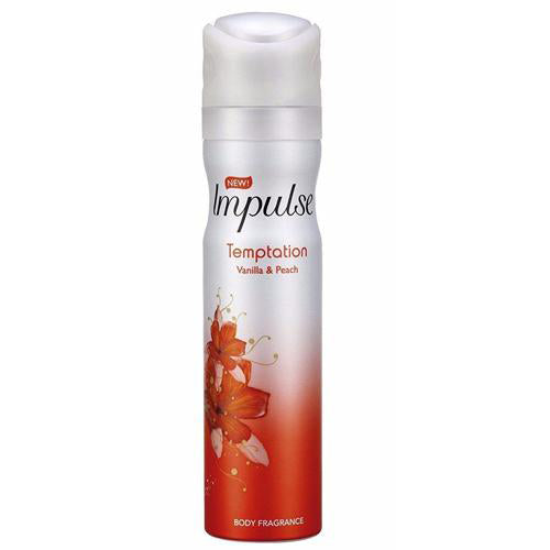 Impulse Body Fragrance 75ml Temptation with Vanilla & Peach scent body spray
