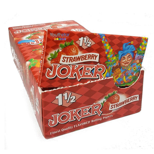Full Box of Joker 1 1/2 Inch Cigarette Rolling Paper Strawberry Flavour