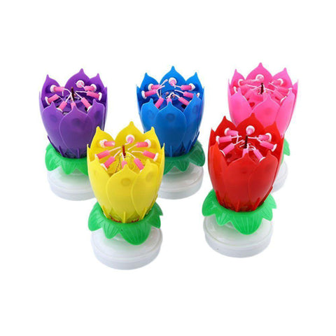 Musical Lotus Flower Happy Birthday Candle with Tune and Song