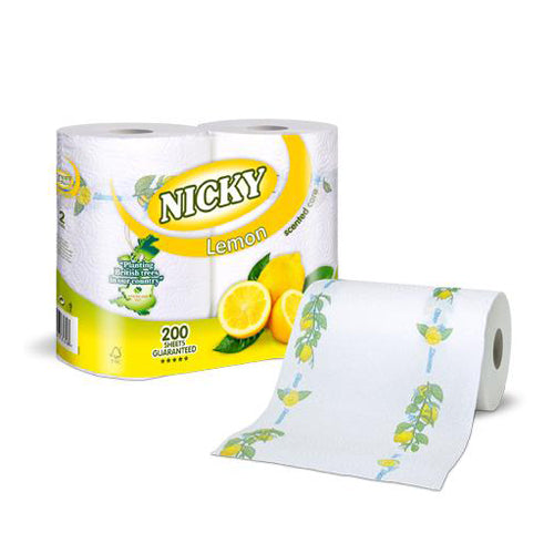 Nicky Lemon 2Ply Kitchen Roll with Lemon Scent 16 Pack