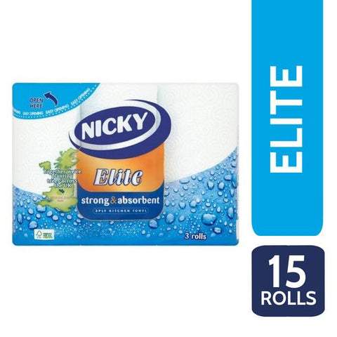 Nicky Elite Super Absorbent 3ply Kitchen Towels - 50 Sheets per Roll