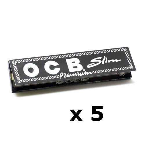 5 Booklets of OCB Premium Black King Size Slim Cigarette Rolling Papers