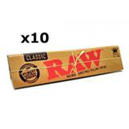 10 Booklets of RAW Classic King Size Slim Rolling Papers