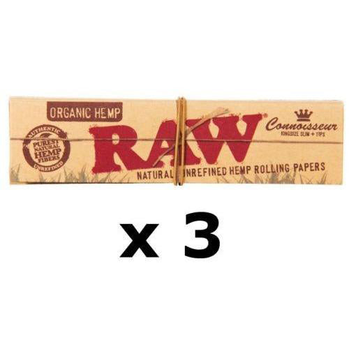 3 Booklets of RAW Organic Hemp King Size Slim Rolling Papers