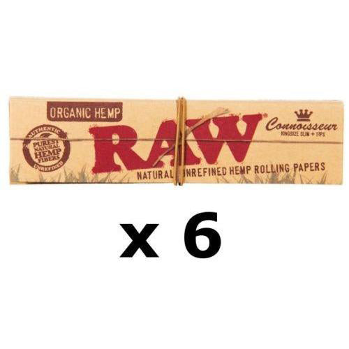 6 Booklets of RAW Organic Hemp King Size Slim Rolling Papers