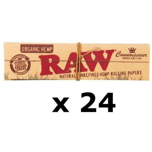 24 Booklets of RAW Organic Hemp King Size Slim Rolling Papers