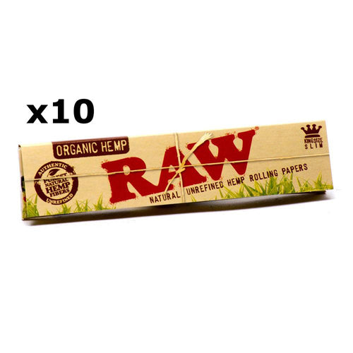 10 Booklets of RAW Organic Hemp King Size Rolling Paper