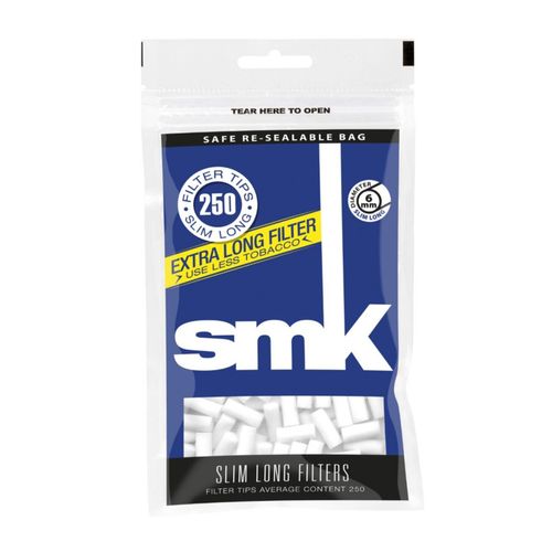 SMK Slim Extra Long Filter Tips - Resealable Bags - Pack of 250