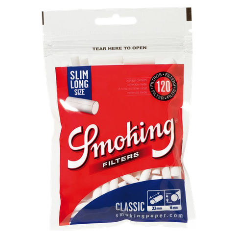 Smoking Slim Long Filter Tips - Resealable Bag - Pack of 120