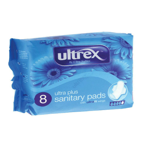 Ultrex Ultra Plus Sanitary Pads with Ultra Fit Wings 8 Pack