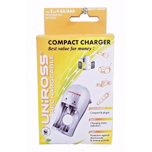 Uniross Compact Charger for AA and AAA Size Rechargeable Batteries
